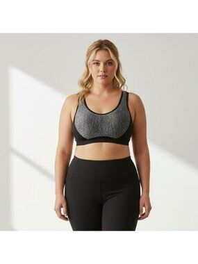 Penningtons Activezone Sports Bra Black Gray High Impact Wireless Size 40D Gym
